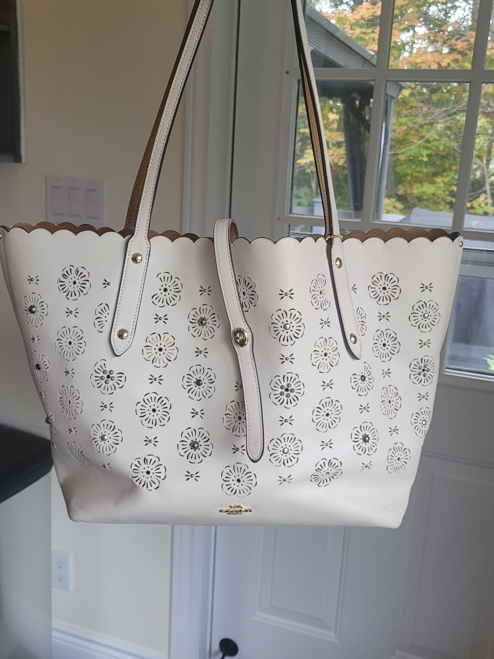 Coach Tea Rose Cutout Market Tote